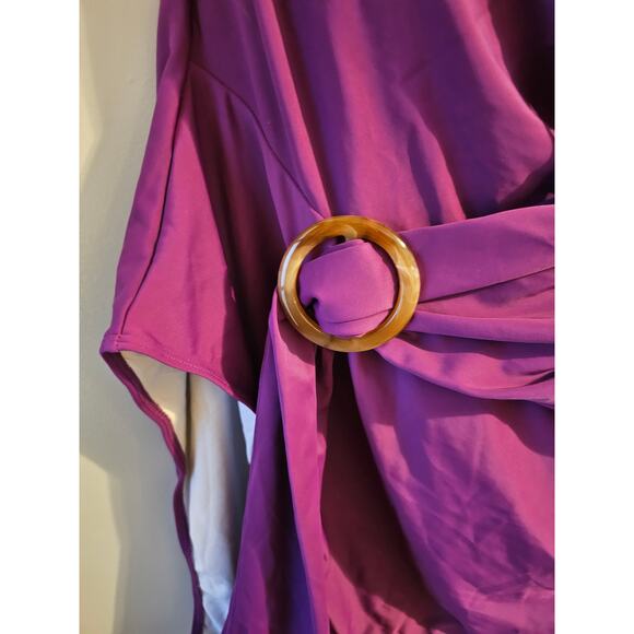 Eloquii purple One Shoulder Cascade Ruffle Swimsuit one piece sz 24 new SW21 - Picture 7 of 8